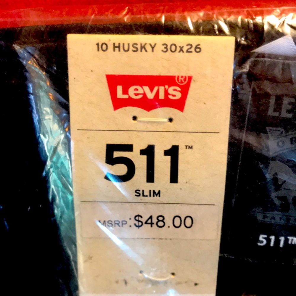 Brand new in package black Levi 511. Husky slim fit 30x26 boys size 10.